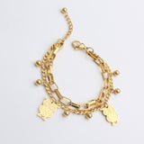 Tree Owl Boy and Girl Charm Bracelet Double Layer Gold Figaro Chain Bracelets For Men Women