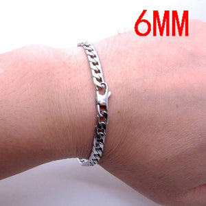 Men Women Stainless Steel Bracelet 6/8/12 mm 8 Inches Curb Chain Vintage Jewelry Punk Fan Factory Offer