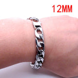 Men Women Stainless Steel Bracelet 6/8/12 mm 8 Inches Curb Chain Vintage Jewelry Punk Fan Factory Offer