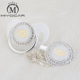 MIYOCAR 11 color silver bling gold crown bling pacifier and pacifier clip BPA free dummy bling unique design GCR2-1