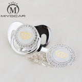 MIYOCAR 11 color silver bling gold crown bling pacifier and pacifier clip BPA free dummy bling unique design GCR2-1