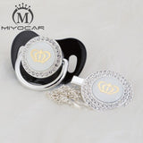 MIYOCAR 11 color silver bling gold crown bling pacifier and pacifier clip BPA free dummy bling unique design GCR2-1