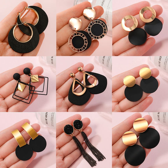 POXAM New Korean Statement Earrings for women Black Cute Arcylic Geometric Dangle Drop Gold Earings Brincos 2020 Fashion Jewelry