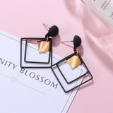 POXAM New Korean Statement Earrings for women Black Cute Arcylic Geometric Dangle Drop Gold Earings Brincos 2020 Fashion Jewelry