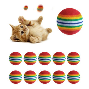 10Pcs Colorful Pet Rainbow Foam Fetch Balls Training Interactive Dog Funny Toy