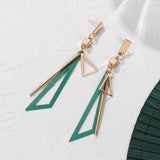 Korean Statement Earrings. Green Arcylic Geometric Dangle Drop Gold Earings