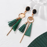 Korean Statement Earrings. Green Arcylic Geometric Dangle Drop Gold Earings