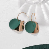 Korean Statement Earrings. Green Arcylic Geometric Dangle Drop Gold Earings