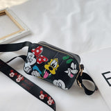 Disney PU Mickey Minnie Printed Children's Bag Mini Shoulder Bag Cartoon Anime Baby Accessories Bag Girls Messenger Bag