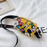 Disney PU Mickey Minnie Printed Children's Bag Mini Shoulder Bag Cartoon Anime Baby Accessories Bag Girls Messenger Bag