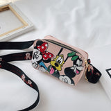 Disney PU Mickey Minnie Printed Children's Bag Mini Shoulder Bag Cartoon Anime Baby Accessories Bag Girls Messenger Bag