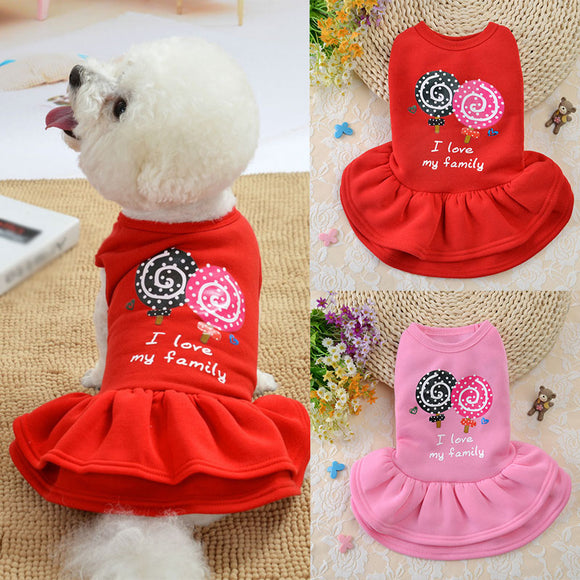 Cute Dog Dress Dog Clothes For Small Dogs Fashion Pink Red Dog Skirt Cute Sleeveless Princess Dress Puppy Pet Cat Cotton Costume