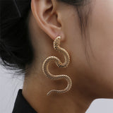 Europe Jewelry Personality Distorted Snake Geometric Female Exaggerated Embossed Stud Earrings