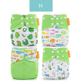 Happyflute 4pcs/Set Washable Eco-Friendly Cloth Diaper Cover Adjustable Nappy Reusable Cloth Diapers Cloth Nappy fit 3-15kg Baby