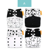 Happyflute 4pcs/Set Washable Eco-Friendly Cloth Diaper Cover Adjustable Nappy Reusable Cloth Diapers Cloth Nappy fit 3-15kg Baby