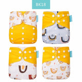 Happyflute 4pcs/Set Washable Eco-Friendly Cloth Diaper Cover Adjustable Nappy Reusable Cloth Diapers Cloth Nappy fit 3-15kg Baby