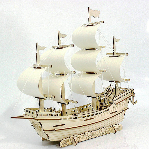 3D Wooden ship jigsawToys Learning Building Robot Model