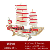 3D Wooden ship jigsawToys Learning Building Robot Model