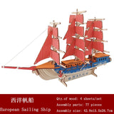 3D Wooden ship jigsawToys Learning Building Robot Model