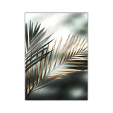 Golden Palm Leaf Plant Canvas Painting.