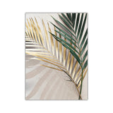 Golden Palm Leaf Plant Canvas Painting.