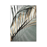 Golden Palm Leaf Plant Canvas Painting.