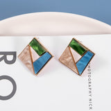 Korean Blue Geometric Acrylic Resin Drop Earrings for Women Statement Round Square Dangle Earrings 2020 Fashion Brincos Jewelry