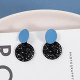 Korean Blue Geometric Acrylic Resin Drop Earrings for Women Statement Round Square Dangle Earrings 2020 Fashion Brincos Jewelry