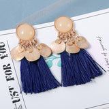 Bohemian Tassel Earrings for Women Cotton Silk Fabric Long Fringe Drop Dangle Earrings