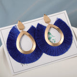 Bohemian Tassel Earrings for Women Cotton Silk Fabric Long Fringe Drop Dangle Earrings