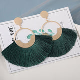 Bohemian Tassel Earrings for Women Cotton Silk Fabric Long Fringe Drop Dangle Earrings