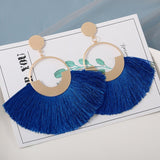 Bohemian Tassel Earrings for Women Cotton Silk Fabric Long Fringe Drop Dangle Earrings