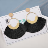 Bohemian Tassel Earrings for Women Cotton Silk Fabric Long Fringe Drop Dangle Earrings