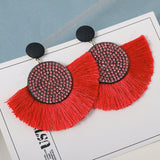 Bohemian Tassel Earrings for Women Cotton Silk Fabric Long Fringe Drop Dangle Earrings