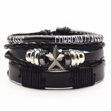 3 Pcs/Set Leather Bracelets Men Bangles For Women Wood Beads Feather TRUST IN GOD Cross Charm Homme Gift Jewelry Freely Shipping