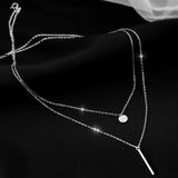 Double layer Necklace Round Shiny Full Zircon Long pendant Necklaces