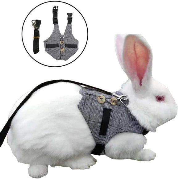 Small Pet Rabbit Harness, Adjustable Breathable Rabbit Chest Strap .S/M/L