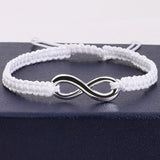 Infinite Sign Handmade Black/White Rope Braid Bracelet Bangle For Women Men Charm Adjustable Cuff Jewelry Gift FreeShipping