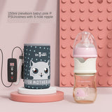 USB Insulation Baby Bottle Warmer Glass Wide Mouth PPSU Drop Resistant Constant Temperature Quick Flush Milk Cute Water Thermal