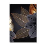 Black Golden Plant Leaf Canvas Poster