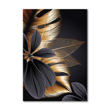 Black Golden Plant Leaf Canvas Poster