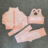 2/3PCS Seamless Women Yoga Set Workout Sportswear Gym Clothing Fitness Long Sleeve Crop Top