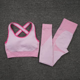 2/3PCS Seamless Women Yoga Set Workout Sportswear Gym Clothing Fitness Long Sleeve Crop Top