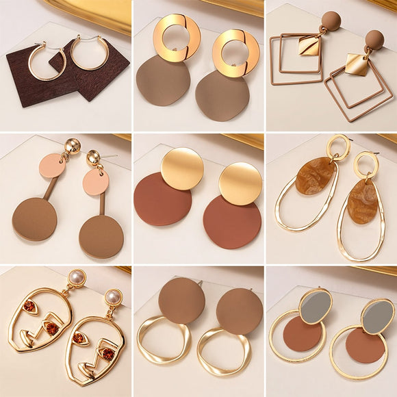 Statement Earrings for Women Brown Arcylic Geometric Dangle Drop Earing