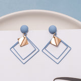 Korean Blue Geometric Acrylic Resin Drop Earrings for Women Statement Round Square Dangle Earrings 2020 Fashion Brincos Jewelry