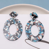 Korean Blue Geometric Acrylic Resin Drop Earrings for Women Statement Round Square Dangle Earrings 2020 Fashion Brincos Jewelry