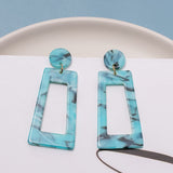 Korean Blue Geometric Acrylic Resin Drop Earrings for Women Statement Round Square Dangle Earrings 2020 Fashion Brincos Jewelry