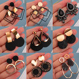 Statement Earrings For Women Black Arcylic Gold Geometric Tassel Drop Earings