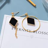 Statement Earrings For Women Black Arcylic Gold Geometric Tassel Drop Earings