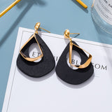 Statement Earrings For Women Black Arcylic Gold Geometric Tassel Drop Earings